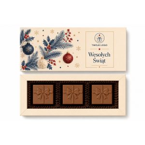 3 pralinki kwadratowe z logo 36g - 200 szt.